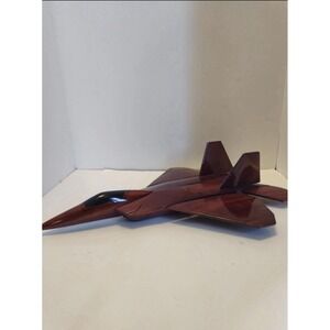 F-22 Raptor Fighter Jet Wooden Desk Model USAF Mahogany Aircraft Display